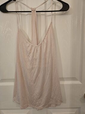 Eberjey Beige and White Striped Racerback Cami